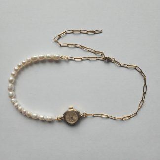 Golden Watch & Pearl Necklace